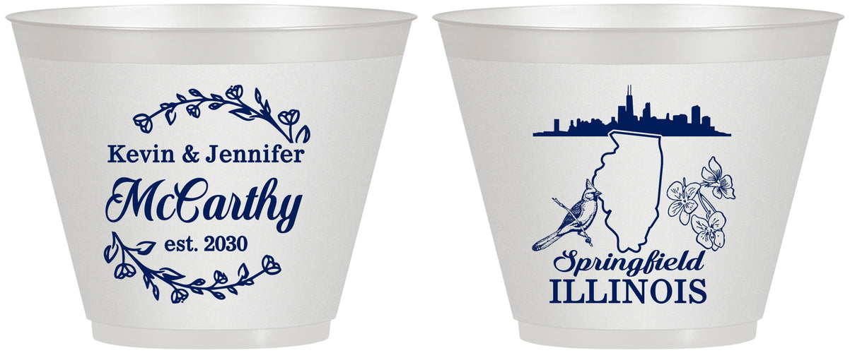 Custom Wedding 9 oz Wine Frosted Cups - Illinois | 162