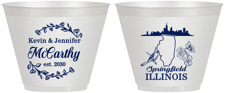 Custom Wedding 9 oz Wine Frosted Cups - Illinois | 162