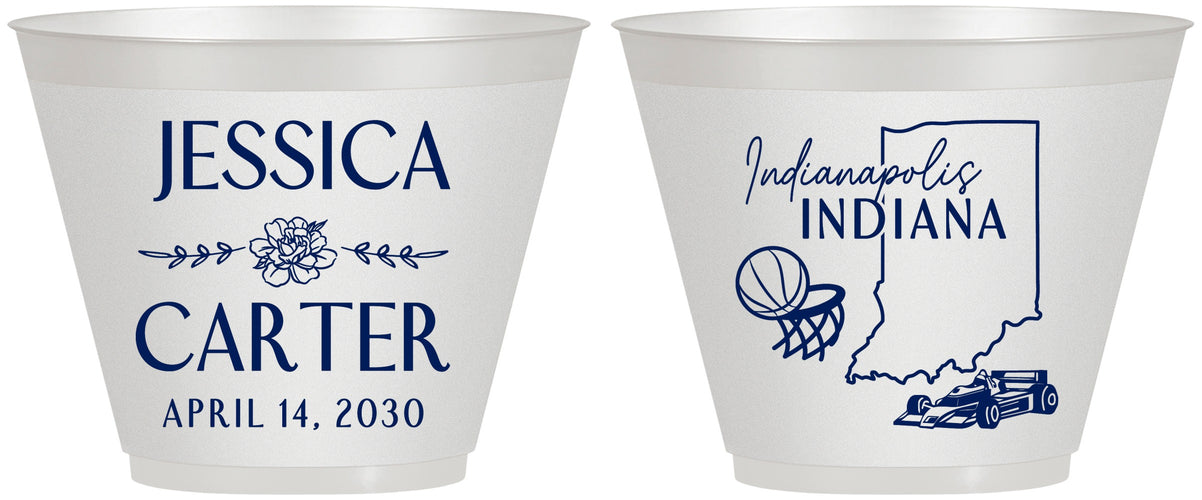 Custom Wedding 9 oz Wine Frosted Cups - Indiana | 163
