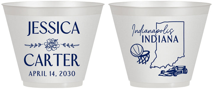 Custom Wedding 9 oz Wine Frosted Cups - Indiana | 163