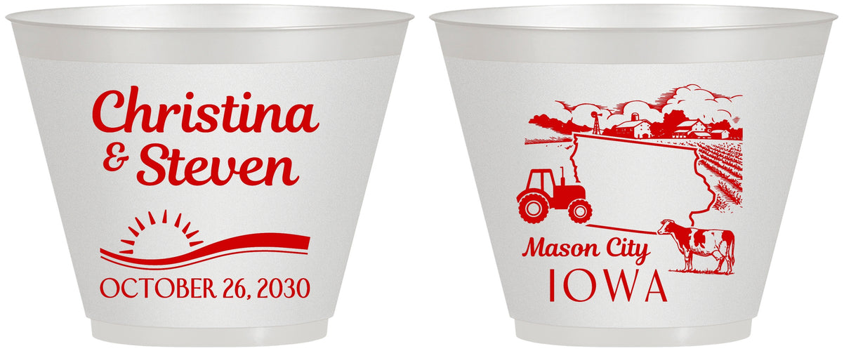 Custom Wedding 9 oz Wine Frosted Cups - Iowa | 164