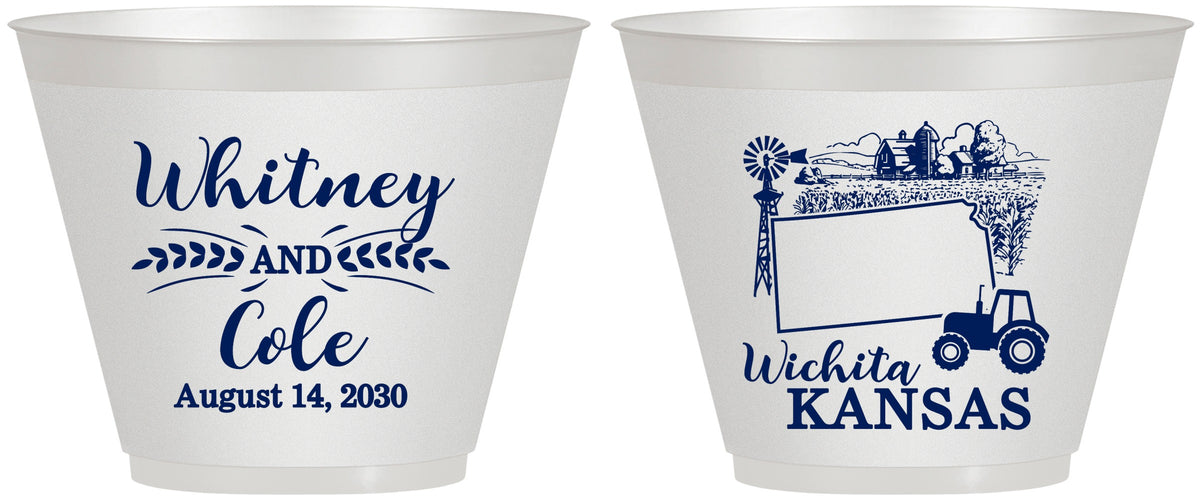 Custom Wedding 9 oz Wine Frosted Cups - Kansas | 165