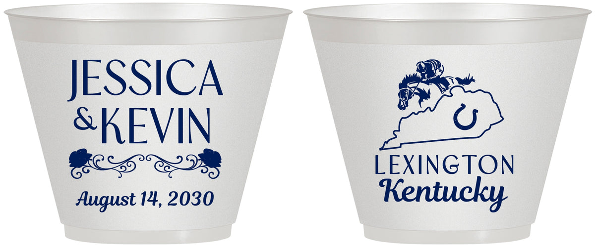 Custom Wedding 9 oz Wine Frosted Cups - Kentucky | 166