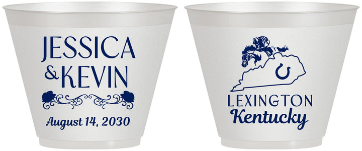Custom Wedding 9 oz Wine Frosted Cups - Kentucky | 166
