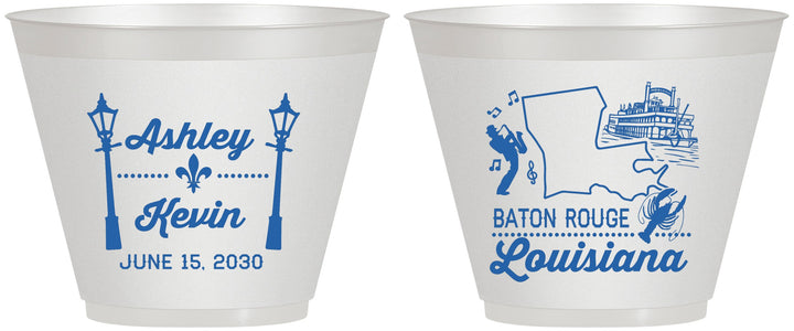 Custom Wedding 9 oz Wine Frosted Cups - Louisiana | 167