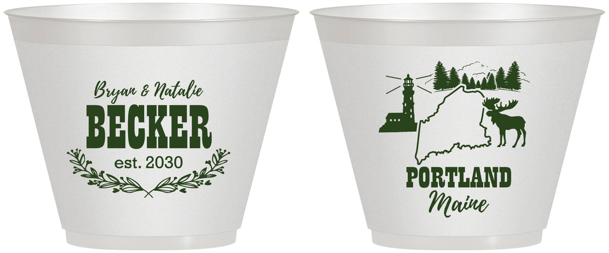 Custom Wedding 9 oz Wine Frosted Cups - Maine | 168