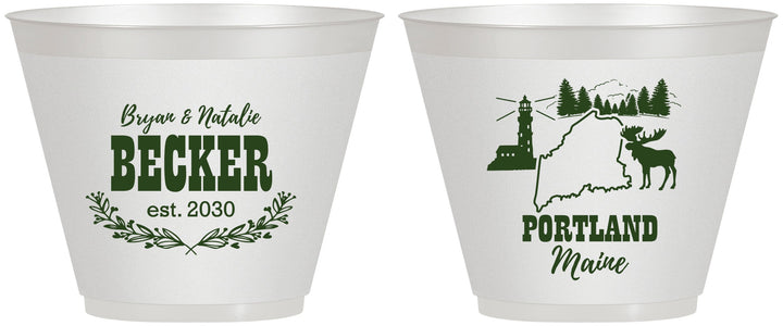Custom Wedding 9 oz Wine Frosted Cups - Maine | 168