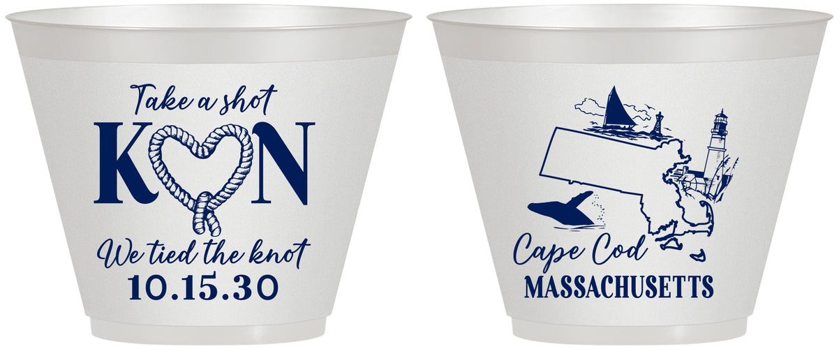 Custom Wedding 9 oz Wine Frosted Cups - Massachusetts | 170