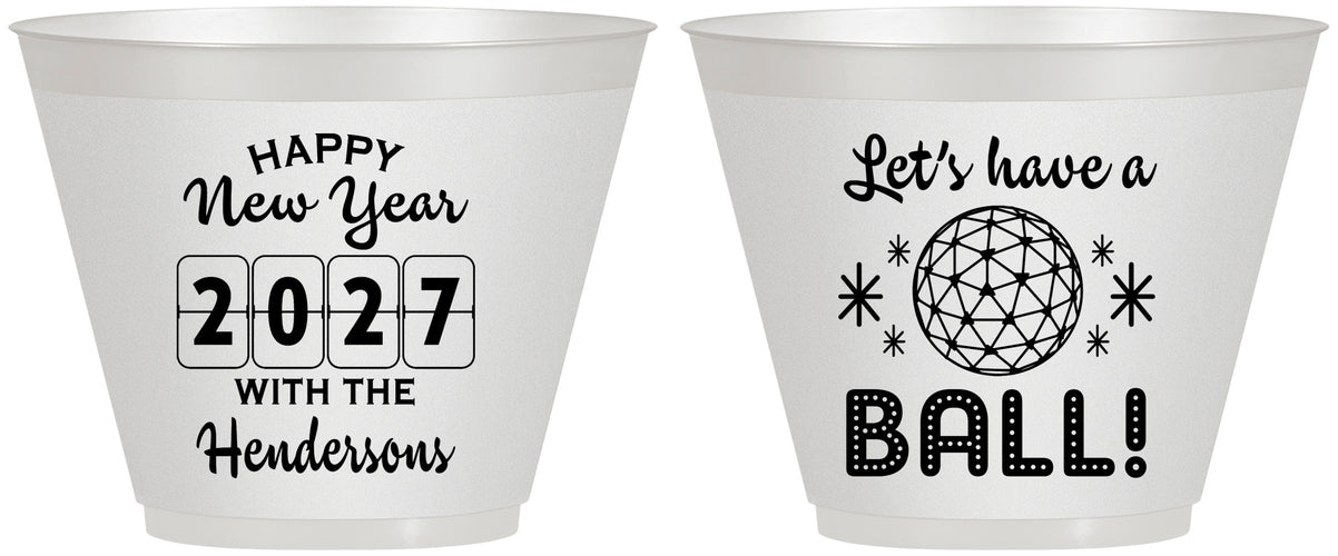 Custom New Years 9 oz Wine Frosted Cups - 2027 Lets Have A Ball | 170001