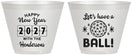 Custom New Years 9 oz Wine Frosted Cups - 2027 Lets Have A Ball | 170001