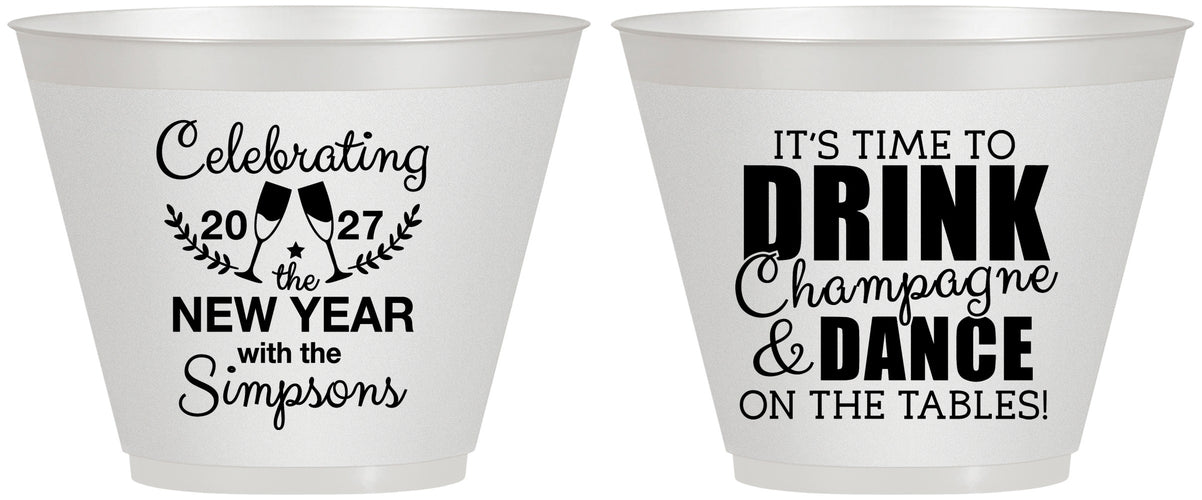Custom New Years 9 oz Wine Frosted Cups - 2027 Drink Dance | 170002