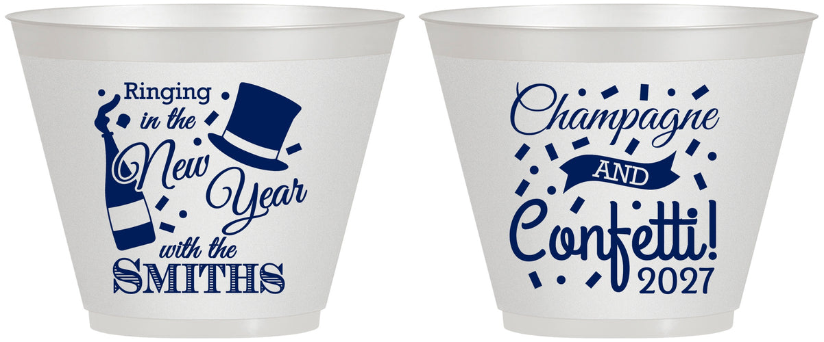 Custom New Years 9 oz Wine Frosted Cups - 2027 Confetti | 170003
