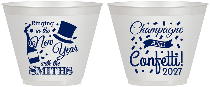 Custom New Years 9 oz Wine Frosted Cups - 2027 Confetti | 170003