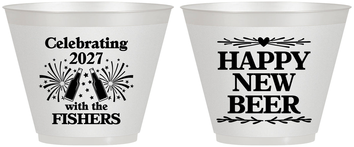 Custom New Years 9 oz Wine Frosted Cups - 2027 Happy New Beer | 170004