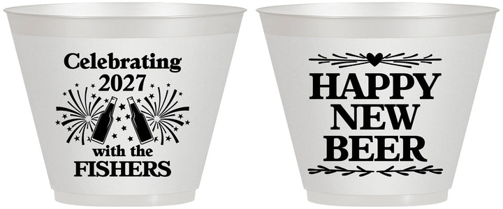 Custom New Years 9 oz Wine Frosted Cups - 2027 Happy New Beer | 170004