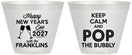 Custom New Years 9 oz Wine Frosted Cups - 2027 Pop The Bubbly | 170006