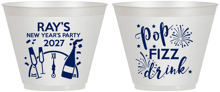Custom New Years 9 oz Wine Frosted Cups - 2027 Pop Fizz Drink | 170007