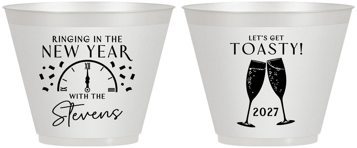 Custom New Years 9 oz Wine Frosted Cups - 2027 Toast | 170008