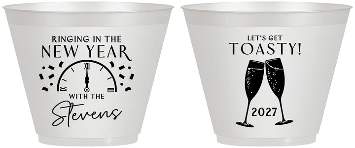 Custom New Years 9 oz Wine Frosted Cups - 2027 Toast | 170008