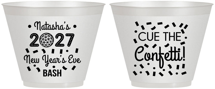 Custom New Years 9 oz Wine Frosted Cups - 2027 Nye Confetti | 170012