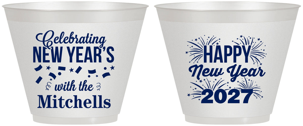 Custom New Years 9 oz Wine Frosted Cups - 2027 Nye Confetti | 170015