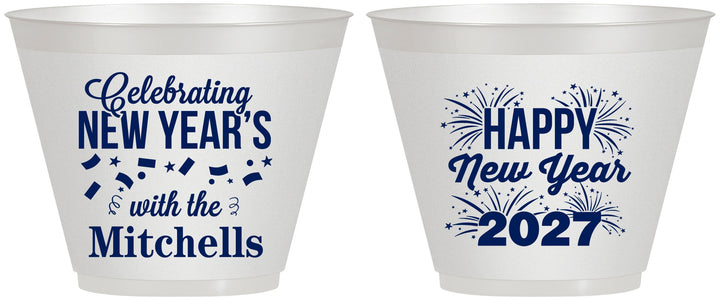 Custom New Years 9 oz Wine Frosted Cups - 2027 Nye Confetti | 170015