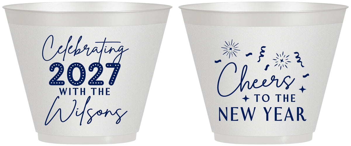 Custom New Years 9 oz Wine Frosted Cups - 2027 Cheers | 170019