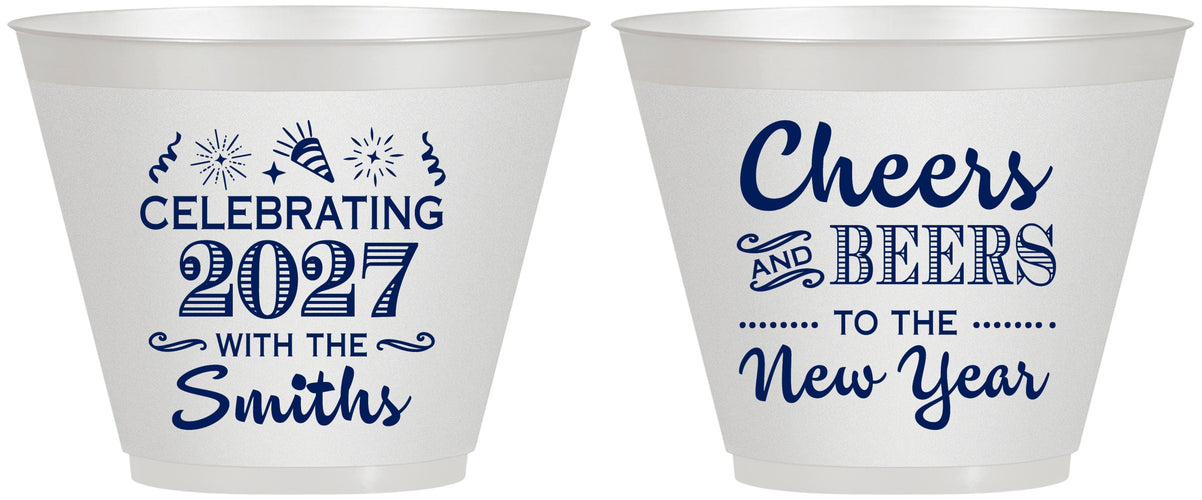 Custom New Years 9 oz Wine Frosted Cups - 2027 Cheers | 170023