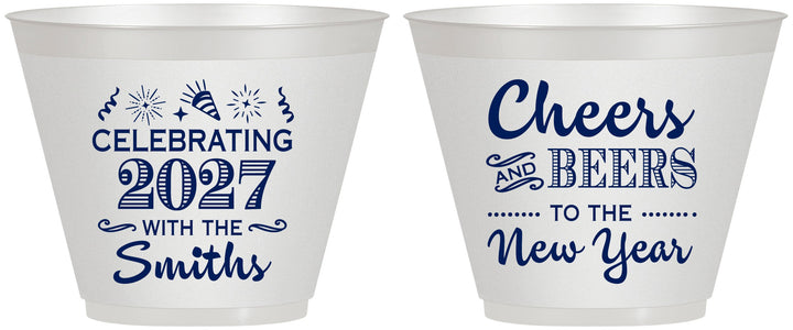 Custom New Years 9 oz Wine Frosted Cups - 2027 Cheers | 170023