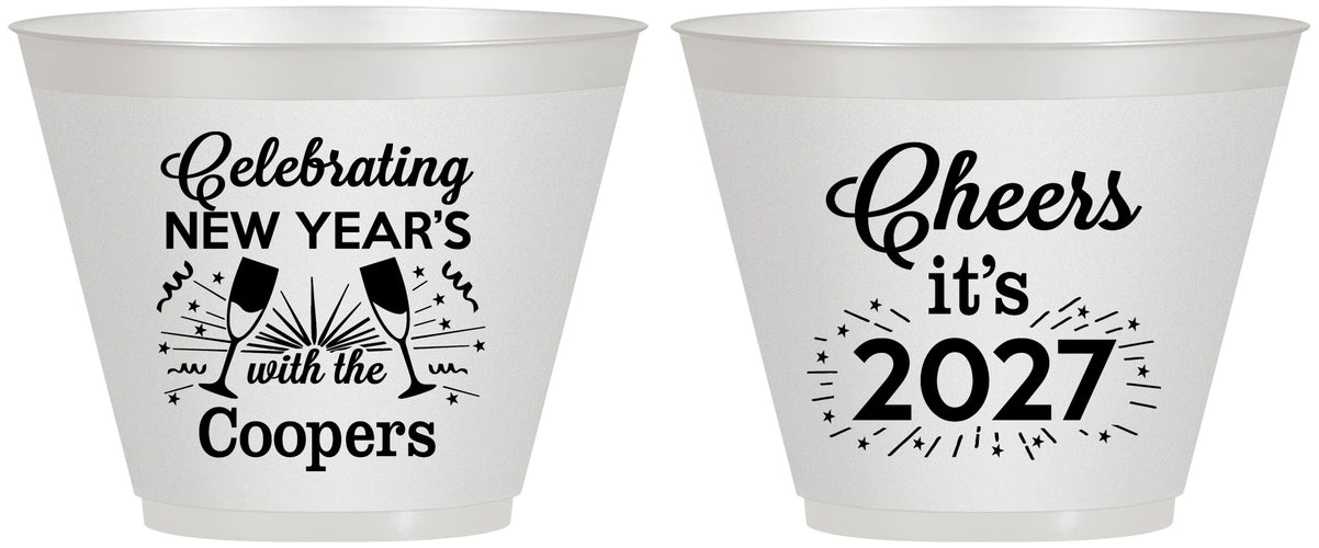 Custom New Years 9 oz Wine Frosted Cups - 2027 Cheers | 170024