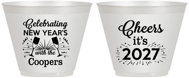 Custom New Years 9 oz Wine Frosted Cups - 2027 Cheers | 170024