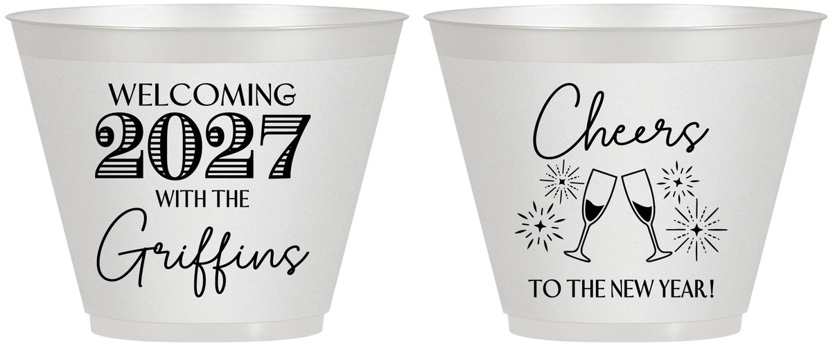 Custom New Years 9 oz Wine Frosted Cups - 2027 Cheers | 170029