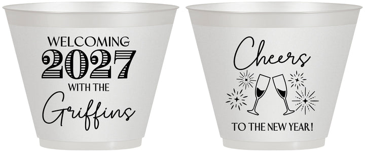 Custom New Years 9 oz Wine Frosted Cups - 2027 Cheers | 170029