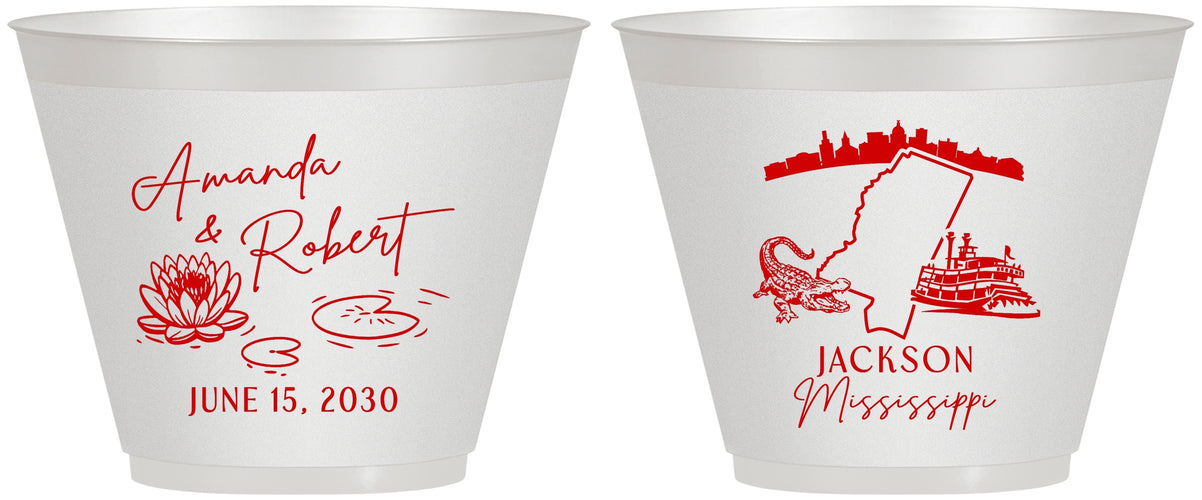 Custom Wedding 9 oz Wine Frosted Cups - Mississippi | 173