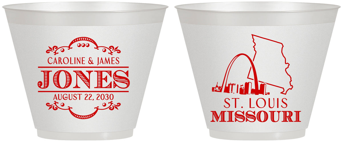 Custom Wedding 9 oz Wine Frosted Cups - Missouri | 174