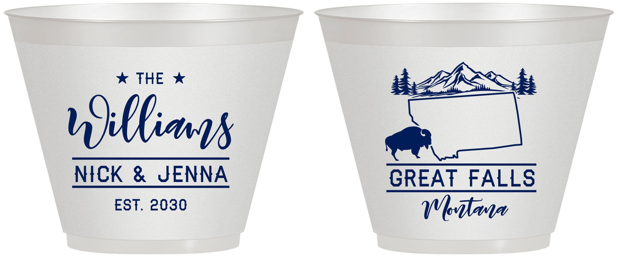Custom Wedding 9 oz Wine Frosted Cups - Montana | 175