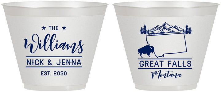 Custom Wedding 9 oz Wine Frosted Cups - Montana | 175