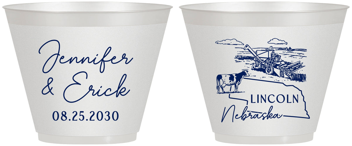 Custom Wedding 9 oz Wine Frosted Cups - Nebraska | 176