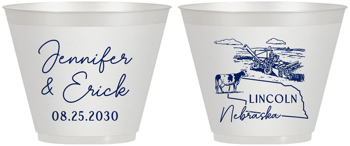 Custom Wedding 9 oz Wine Frosted Cups - Nebraska | 176