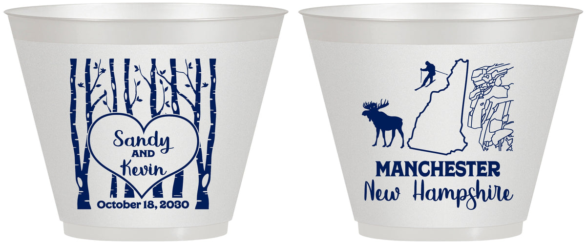 Custom Wedding 9 oz Wine Frosted Cups - New Hampshire | 178