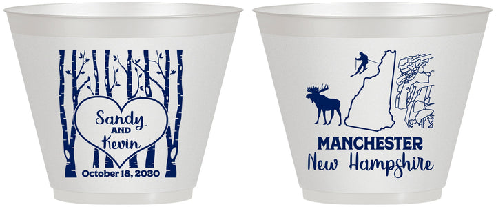 Custom Wedding 9 oz Wine Frosted Cups - New Hampshire | 178