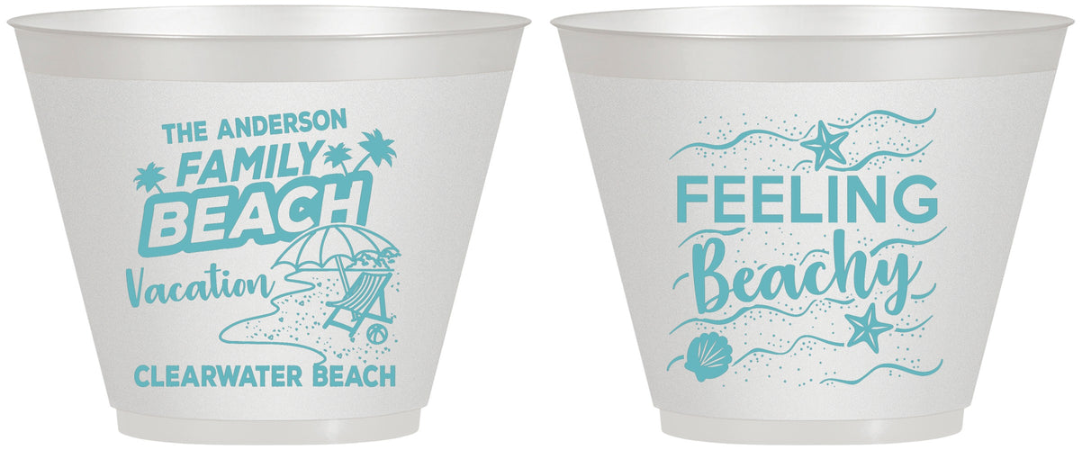 Custom Family Vacation 9 oz Wine Frosted Cups - Feeling Beachy | 180002