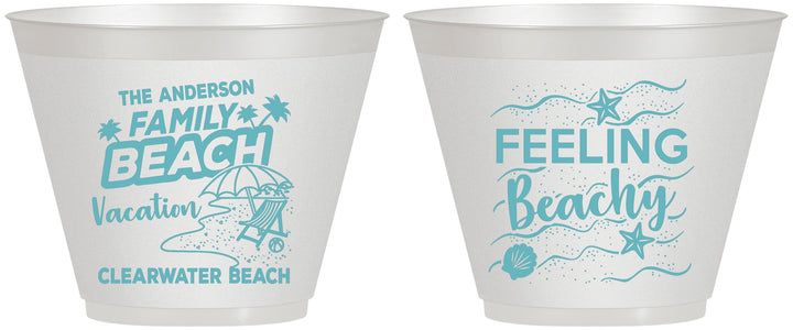 Custom Family Vacation 9 oz Wine Frosted Cups - Feeling Beachy | 180002