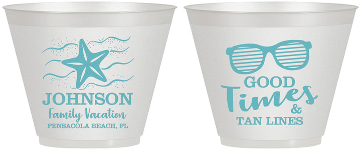 Custom Family Vacation 9 oz Wine Frosted Cups - Good Times Tan Lines | 180003