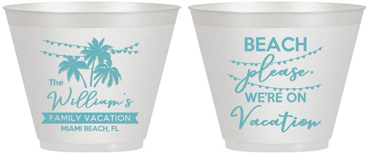 Custom Family Vacation 9 oz Wine Frosted Cups - Beach Please | 180004