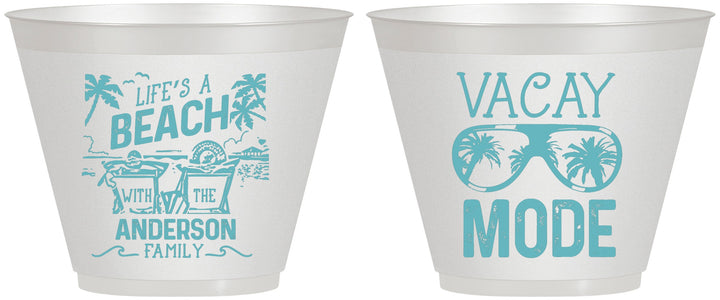 Custom Family Vacation 9 oz Wine Frosted Cups - Lifes A Beach | 180008