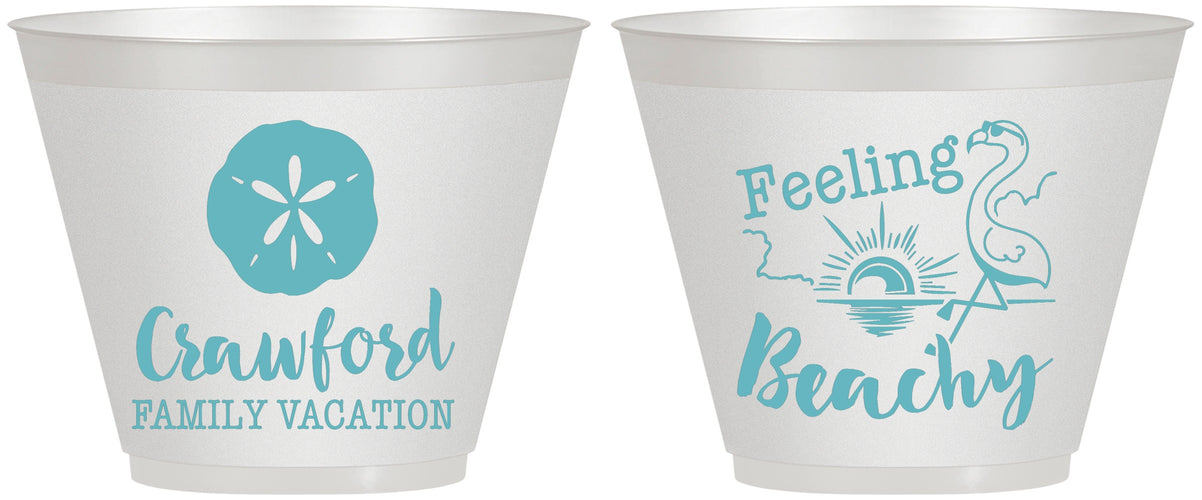 Custom Family Vacation 9 oz Wine Frosted Cups - Feeling Beachy | 180009