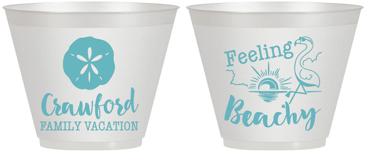 Custom Family Vacation 9 oz Wine Frosted Cups - Feeling Beachy | 180009