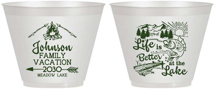 Custom Family Vacation 9 oz Wine Frosted Cups - Lake Camping | 180011
