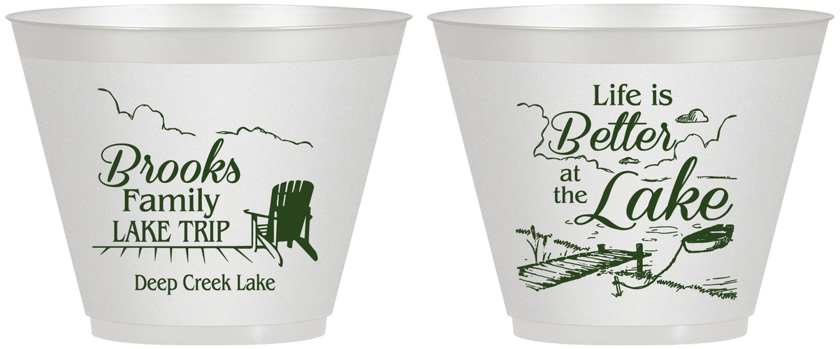 Custom Family Vacation 9 oz Wine Frosted Cups - Lake Camping | 180012